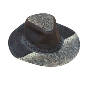 Dollywood DW Hats Leather Snake Reptile Cowboy Hat Size Medium